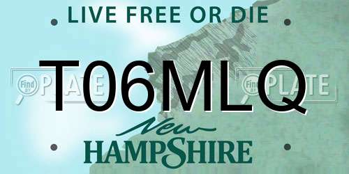 T06MLQ New Hampshire License Plate