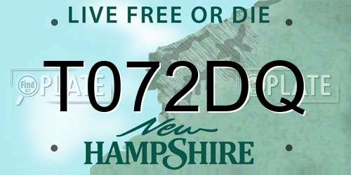 T072DQ New Hampshire License Plate