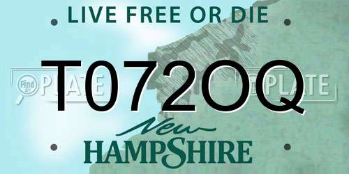T072OQ New Hampshire License Plate