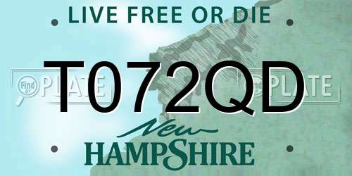 T072QD New Hampshire License Plate