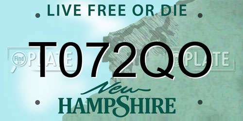 T072QO New Hampshire License Plate
