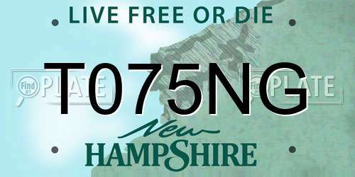 T075NG New Hampshire License Plate
