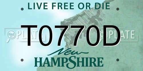 T0770D New Hampshire License Plate