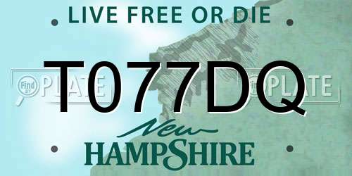 T077DQ New Hampshire License Plate