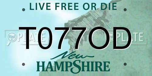 T077OD New Hampshire License Plate