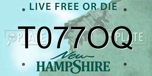 T077OQ New Hampshire License Plate