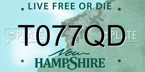 T077QD New Hampshire License Plate