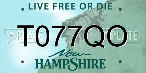T077QO New Hampshire License Plate