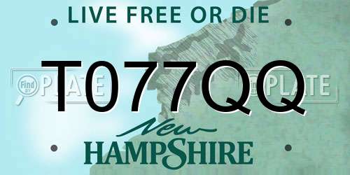 T077QQ New Hampshire License Plate
