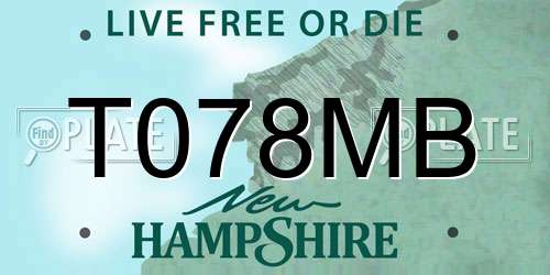 T078MB New Hampshire License Plate