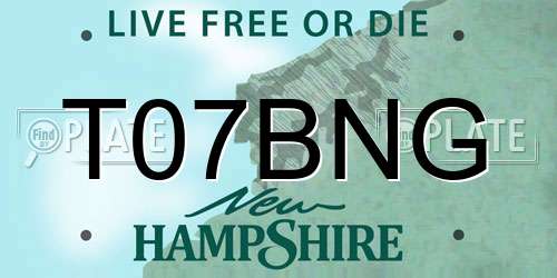 T07BNG New Hampshire License Plate
