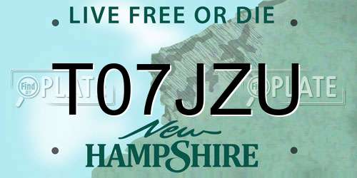 T07JZU New Hampshire License Plate