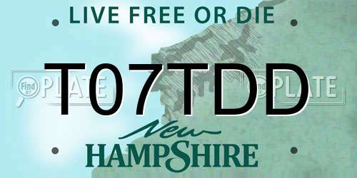 T07TDD New Hampshire License Plate