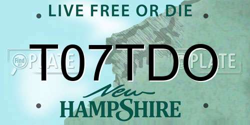 T07TDO New Hampshire License Plate