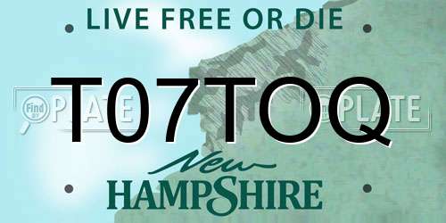 T07TOQ New Hampshire License Plate