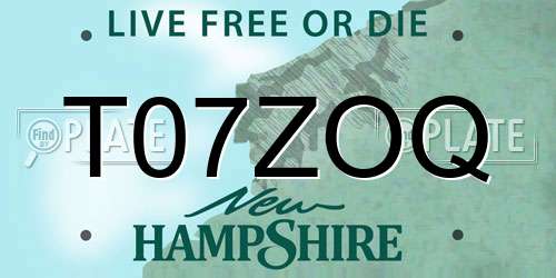T07ZOQ New Hampshire License Plate