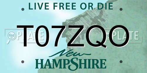 T07ZQO New Hampshire License Plate