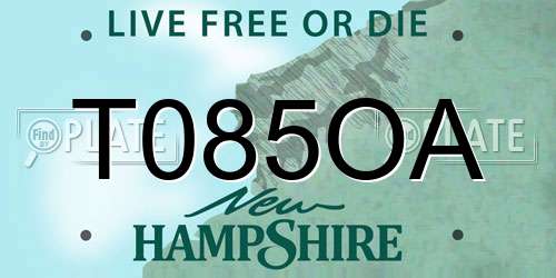 T085OA New Hampshire License Plate
