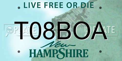 T08BOA New Hampshire License Plate