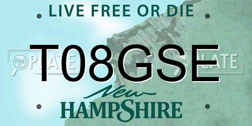 T08GSE New Hampshire License Plate