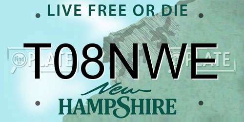 T08NWE New Hampshire License Plate