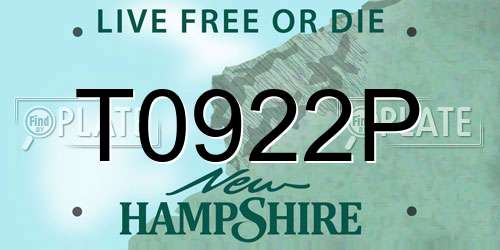 T0922P New Hampshire License Plate