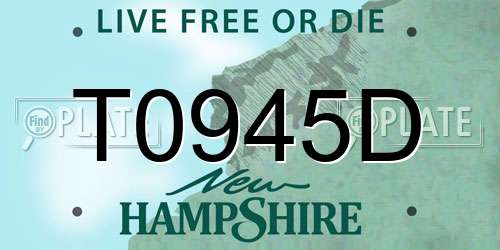 T0945D New Hampshire License Plate