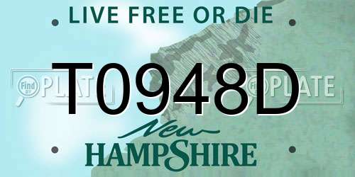 T0948D New Hampshire License Plate