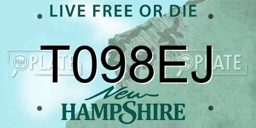 T098EJ New Hampshire License Plate