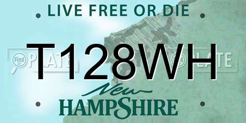 T128WH New Hampshire License Plate
