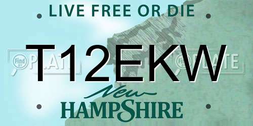 T12EKW New Hampshire License Plate