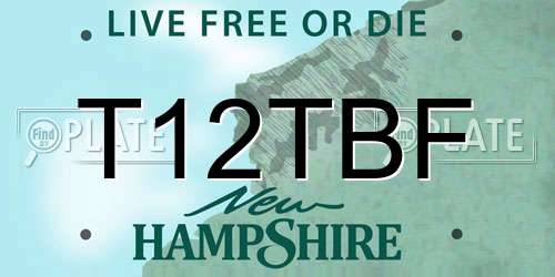 T12TBF New Hampshire License Plate