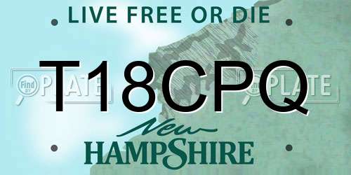 T18CPQ New Hampshire License Plate
