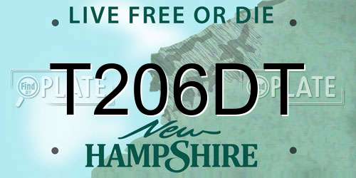 T206DT New Hampshire License Plate