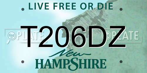 T206DZ New Hampshire License Plate