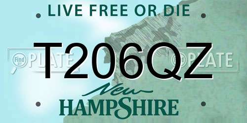 T206QZ New Hampshire License Plate