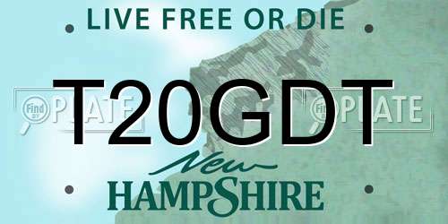 T20GDT New Hampshire License Plate