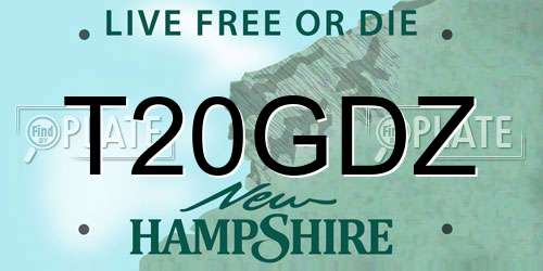 T20GDZ New Hampshire License Plate