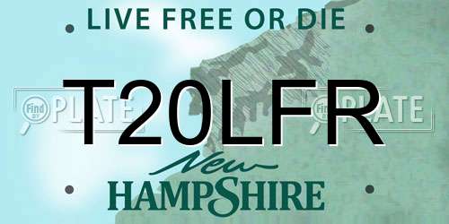 T20LFR New Hampshire License Plate