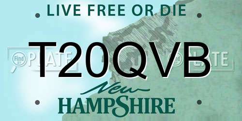 T20QVB New Hampshire License Plate