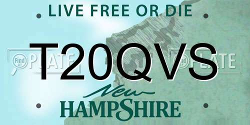T20QVS New Hampshire License Plate