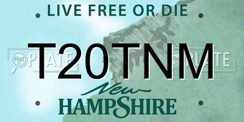 T20TNM New Hampshire License Plate
