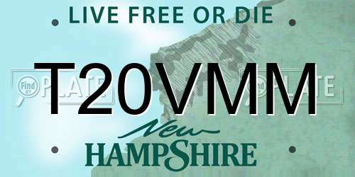 T20VMM New Hampshire License Plate