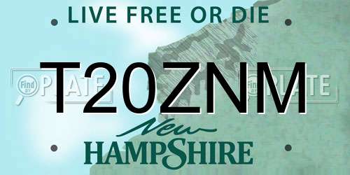T20ZNM New Hampshire License Plate
