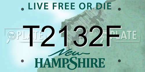 T2132F New Hampshire License Plate