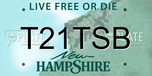 T21TSB New Hampshire License Plate