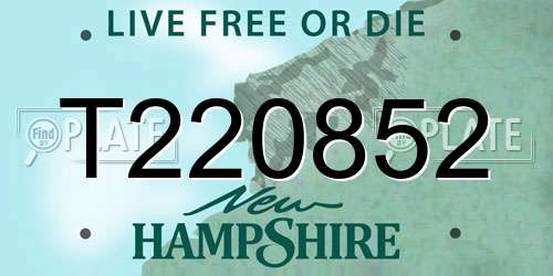 T220852 New Hampshire License Plate