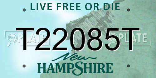 T22085T New Hampshire License Plate
