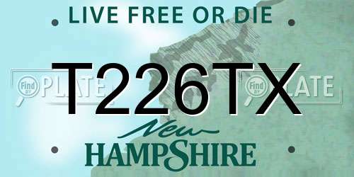 T226TX New Hampshire License Plate