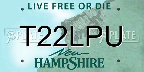 T22LPU New Hampshire License Plate